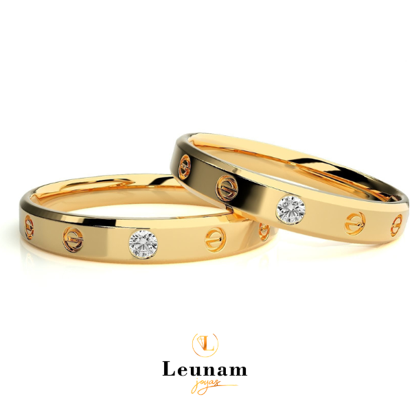 Alianzas Love en Oro Rosado con Diamantes – Oro 18k