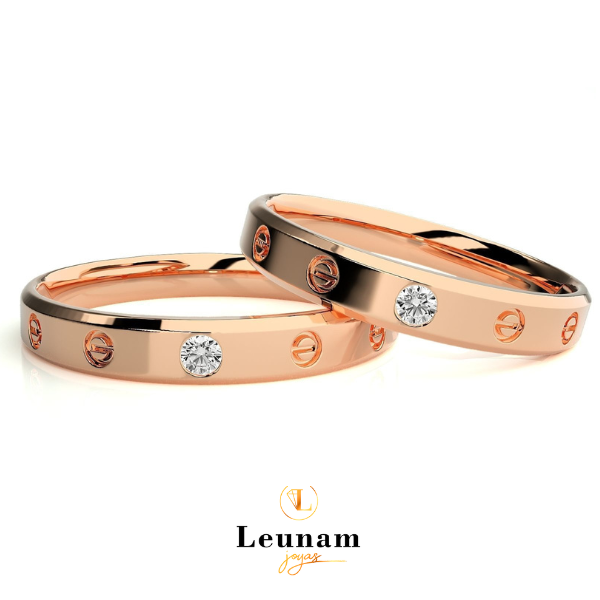 Alianzas Love en Oro Rosado con Diamantes – Oro 18k