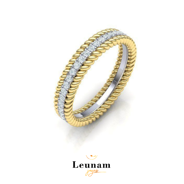 Anillos Cuerda con Diamantes – Oro 18k Tricolor