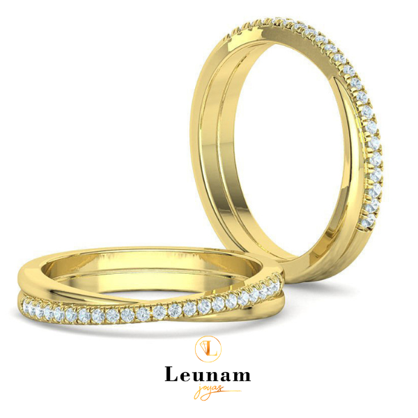 Alianzas Pavé Cruzadas – Oro 18k