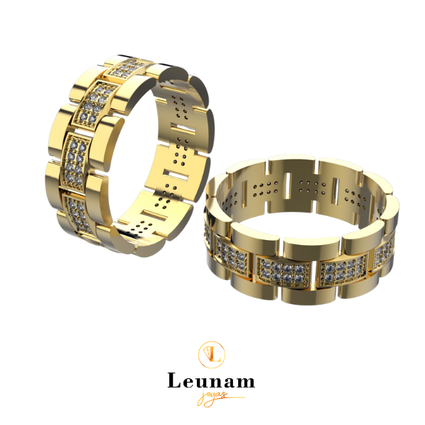 Anillo Estilo Rolex con Diamantes – Oro 18k