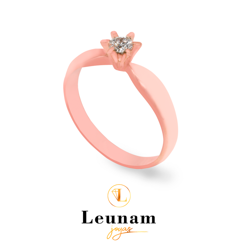 Anillo compromiso de oro rosa 18kt. con Diamante