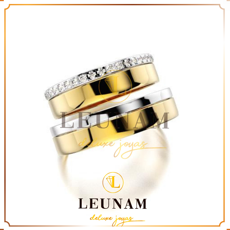 Alianzas de bodas combinados en color de oro 18kt.