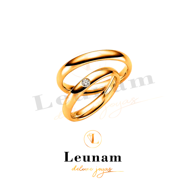 Anillo de bodas clasico en oro 18kt.  con 1 diamante