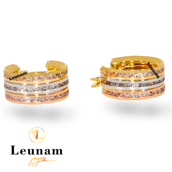 Aro Argolla de oro 18k ❤️ Combinacion 3 colores de oro